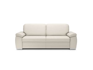 Miniaturka 3 - Sofa tapicerowana jasną tkaniną z prostą bryłą i dwoma siedziskami
