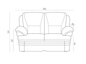 Miniaturka 3 - Rysunek sofy dwuosobowej w klasycznym stylu z miękkim siedziskiem