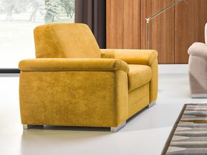 Miniaturka 1 - Żółty fotel tapicerowany do eleganckiego salonu lub gabinetu