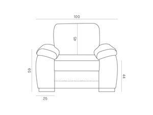 Miniaturka 2 - Rysunek fotela z szerokimi podłokietnikami i niskim siedziskiem