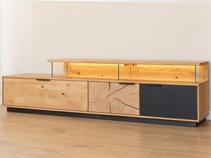 Miniaturka 12 - Szafka RTV dębowa z podświetleniem LED i industrialnym designem