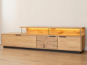 Miniaturka 2 - Komoda RTV z litego drewna dębowego z podświetleniem