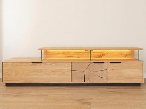 Miniaturka 3 - Szafka RTV dębowa z półkami i podświetleniem LED