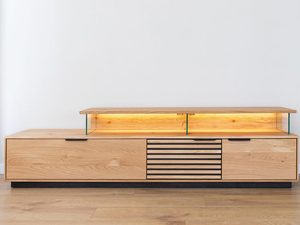 Miniaturka 4 - Szafka RTV dębowa z nowoczesnym wzornictwem i podświetleniem