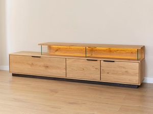 Miniaturka 2 - Nowoczesna szafka RTV z podświetleniem LED i czarnymi wstawkami