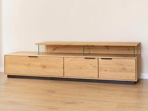 Miniaturka 3 - Elegancka szafka RTV z litego dębu z industrialnym wykończeniem