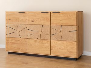 Miniaturka 2 - Komoda dębowa z oryginalnym wzorem i czarnymi frontami