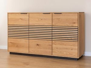 Miniaturka 4 - Komoda z litego drewna dębowego z poziomymi wstawkami