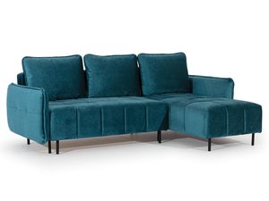 Miniaturka 2 - Nowoczesny narożnik tapicerowany w turkusowym kolorze z poduszkami