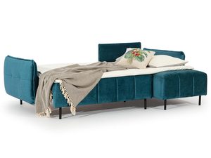 Miniaturka 3 - Wygodny narożnik w turkusowym kolorze z poduszkami i funkcją rozkładania