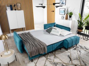 Miniaturka 5 - Narożnik turkusowy w stylu nowoczesnym z funkcją spania