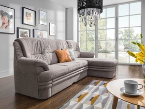 Miniaturka 3 - Beżowy narożnik tapicerowany do salonu z nowoczesną aranżacją