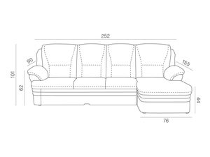 Miniaturka 5 - Rysunek 3-osobowego narożnika z podłokietnikami w stylu retro