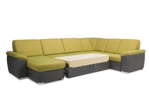 Miniaturka 2 - Duży narożnik modułowy w kolorze musztardowym z funkcją spania