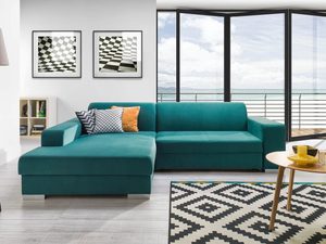 Miniaturka 3 - Turkusowy narożnik z poduszkami w stylu nowoczesnym z widokiem na morze
