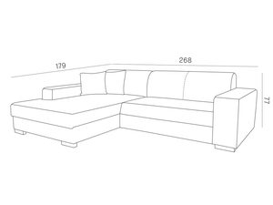 Miniaturka 5 - Techniczny rysunek turkusowego narożnika z funkcją spania