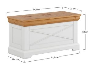 Miniaturka 7 - Skrzynia biała z drewnianym blatem oraz wymiarami technicznymi