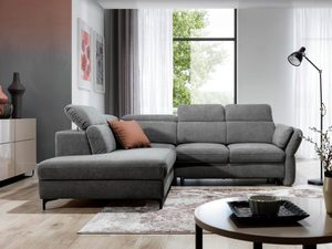 Miniaturka 4 - Nowoczesny narożnik tapicerowany w odcieniach szarości do salonu