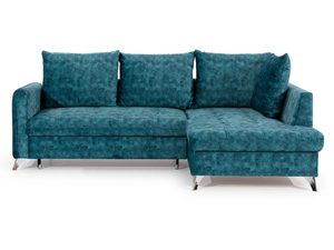 Miniaturka 6 - Narożnik tapicerowany w turkusowym kolorze z chromowanymi nóżkami