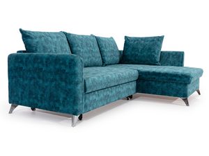 Miniaturka 11 - Nowoczesny narożnik w turkusowym kolorze z pojemnikiem na pościel