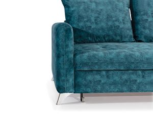 Miniaturka 13 - Wygodny narożnik w niebieskim kolorze z miękkimi poduszkami