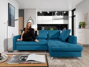 Miniaturka 26 - Nowoczesny narożnik w turkusowym kolorze w eleganckim salonie