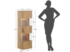 Miniaturka 5 - Wysoka witryna z przeszklonymi drzwiami i podświetleniem