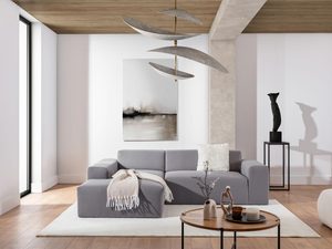 Miniaturka 10 - Wygodny szary narożnik z poduszkami w nowoczesnym stylu