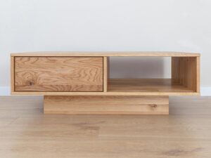 Miniaturka 3 - Minimalistyczny stolik kawowy z półkami, naturalne drewno