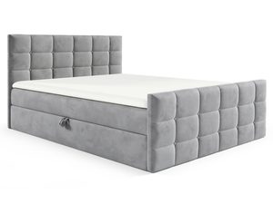 Miniaturka 1 - Łóżko tapicerowane w jasnoszarym kolorze z prostym, nowoczesnym designem
