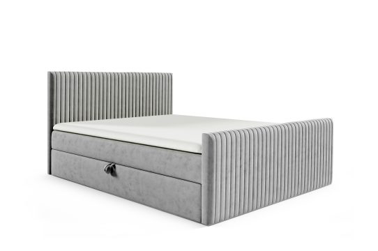 Szare łóżko z pojemnikiem i nowoczesnym frontem
