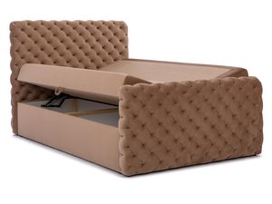 Miniaturka 1 - Łóżko tapicerowane pikowane, brązowe, styl glamour