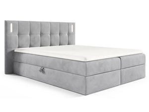 Miniaturka 1 - Łóżko tapicerowane w jasno szarym kolorze z pikowanym zagłówkiem