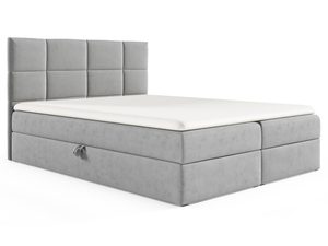 Miniaturka 1 - Łóżko tapicerowane w szarym kolorze z eleganckim wykończeniem