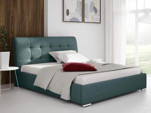 Miniaturka 5 - Zielone łóżko z przeszyciami – oryginalny kolor, kontrastująca narzuta.