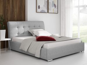 Miniaturka 6 - Szare łóżko z przeszyciami – bliźniaczy model do poprzedniego, w odcieniu popielatym