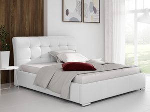 Miniaturka 7 - Białe łóżko z przeszyciami – nowoczesny styl, przeszycia w poziomie.