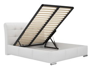 Miniaturka 2 - Białe łóżko z pojemnikiem – otwarte, widać mechanizm podnoszenia.