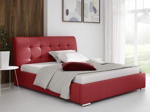 Miniaturka 8 - Czerwone łóżko z pikowanym zagłówkiem – styl glamour, wyróżniająca się kolorystyka.