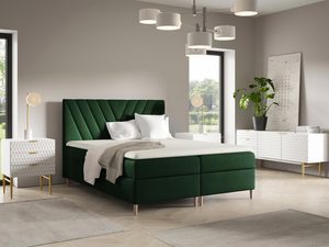Miniaturka 4 - Łóżko tapicerowane w zielonym kolorze z prostym, eleganckim zagłówkie