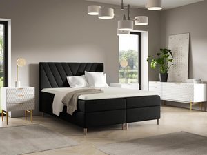 Miniaturka 5 - Łóżko tapicerowane w czarnym kolorze z prostym, nowoczesnym designem