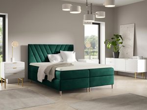 Miniaturka 6 - Stylowe łóżko tapicerowane w butelkowej zieleni z eleganckim wykończeniem