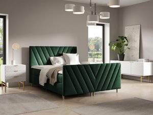 Miniaturka 4 - Nowoczesne łóżko tapicerowane w zielonym kolorze z pionowym pikowaniem