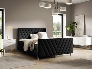 Miniaturka 5 - Łóżko tapicerowane w czarnym kolorze z eleganckim pionowym pikowaniem