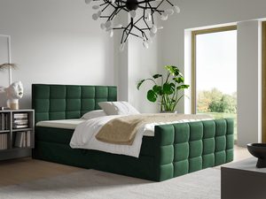 Miniaturka 3 - Łóżko tapicerowane w butelkowej zieleni z pikowaną ramą