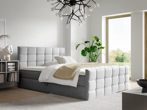 Miniaturka 9 - Łóżko tapicerowane w jasnoszarym kolorze z pikowanym wykończeniem