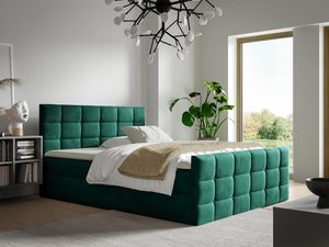 Miniaturka 7 - Łóżko tapicerowane w butelkowej zieleni z pikowanym zagłówkiem