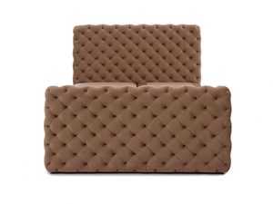 Miniaturka 3 - Łóżko tapicerowane w kolorze jasnobrązowym z pikowanym zagłówkiem