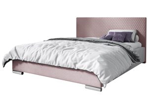 Miniaturka 3 - Różowe łóżko z matowym wykończeniem i minimalistyczną formą.