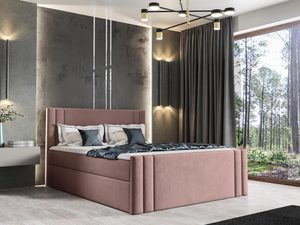 Miniaturka 9 - Luksusowe łóżko tapicerowane w pudrowym różu z pikowaną ramą